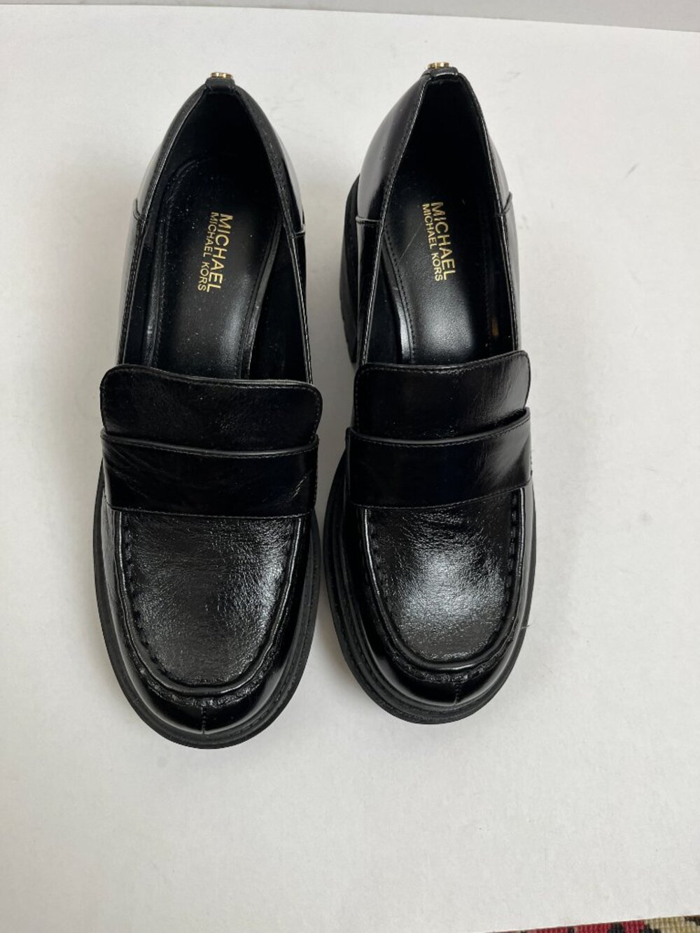 New Black Michael Kors Rocco Heeled Loafer